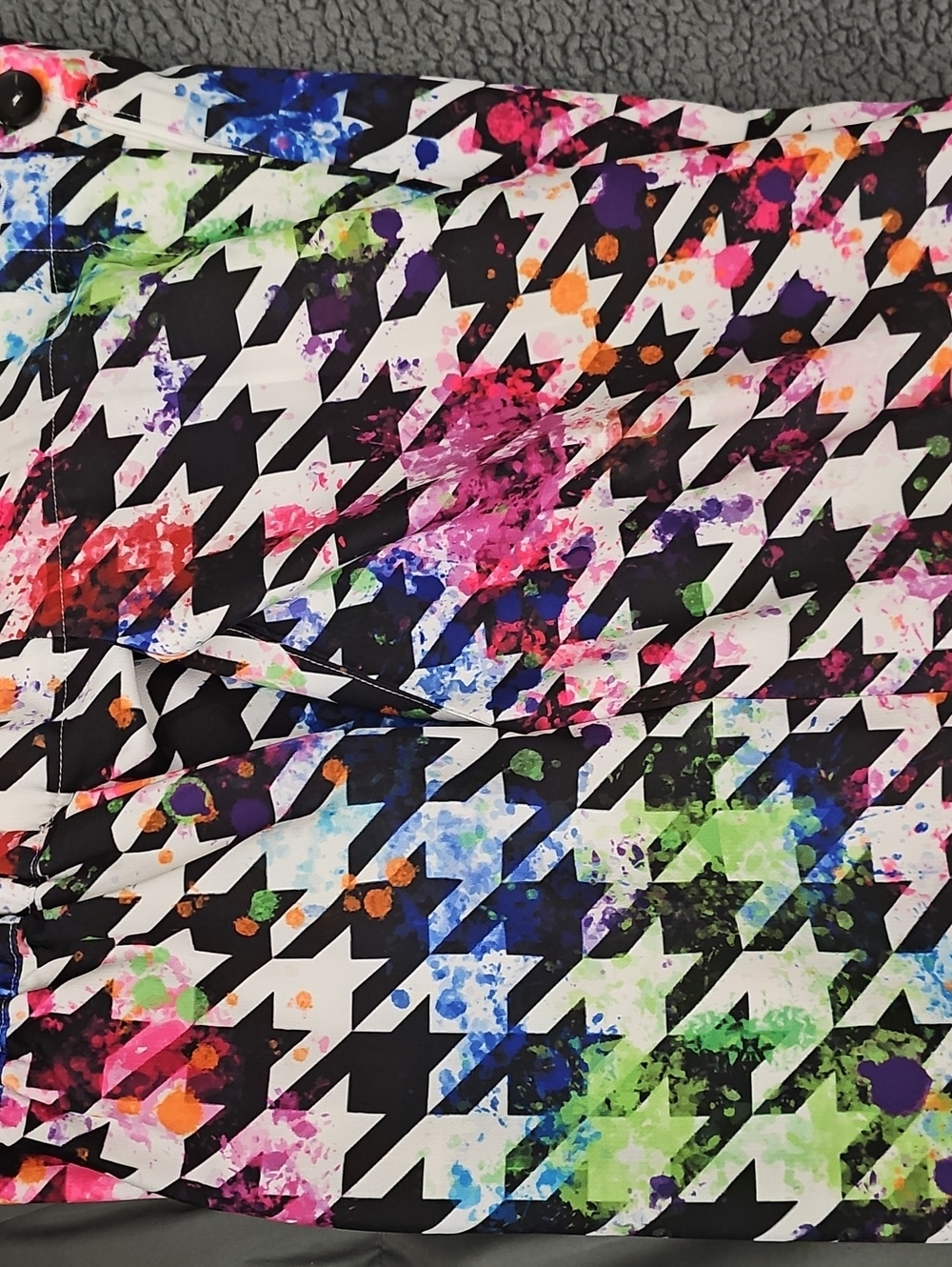 Sassy Jones Houndstooth with Multicolor Paint-Splash Accents Pants